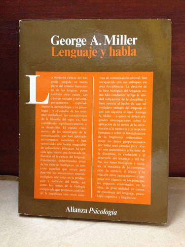 Lenguaje Y Habla - George A. Miller - Alianza - 1985
