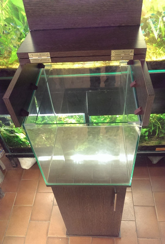 Mueble Acuario 40x40x40 Con Iluminador + Acuario Pecera