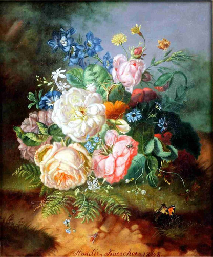 Lienzo Tela Canvas Arte Naturaleza Muerta Flores 1868 60x50