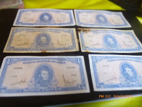 28 Billetes Chile Medio Escudo Tres Firmas (c-7-3
