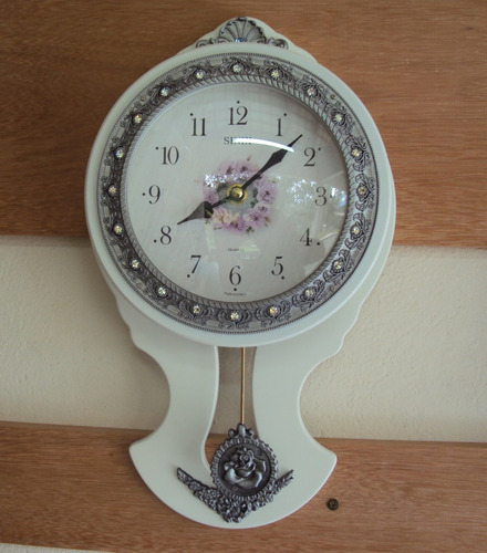Relógio Parede Pendulo Sx Quartz Madeira Branco 2109b