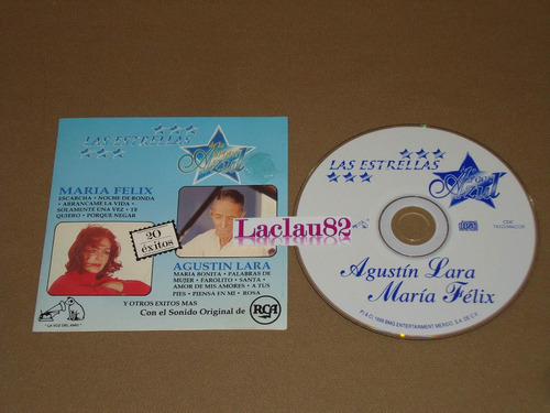 Maria Felix & Agustin Lara Estrellas Epoca Azul 1999 Bmg Cd