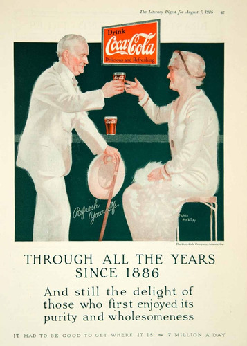 Lienzo Canvas Arte Anuncio Publicidad Coca Cola 1926 70x50