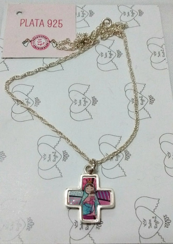 Imagen 2 de 2 de Salve Regina Original Cadena Y Dije Cruz De Plata 925