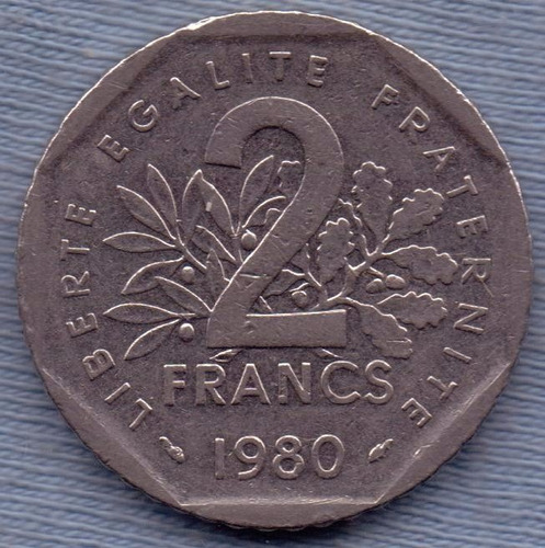 Francia 2 Francs 1980 * Enorme * Libertad *