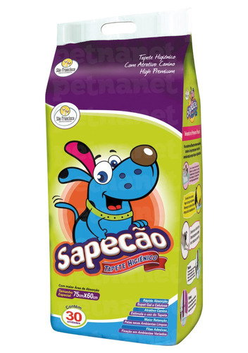 Tapete Higiênico Sapecão 75 X 60cm - 30 Unidades