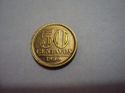 Moeda Brasileira Antiga - 50 Centavos 1956 Bronze (fc)