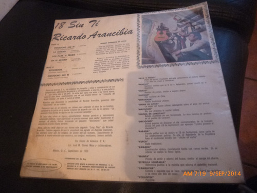 Vinilo Lp De Ricardo Arancibia -- 18 Sin Ti (u177