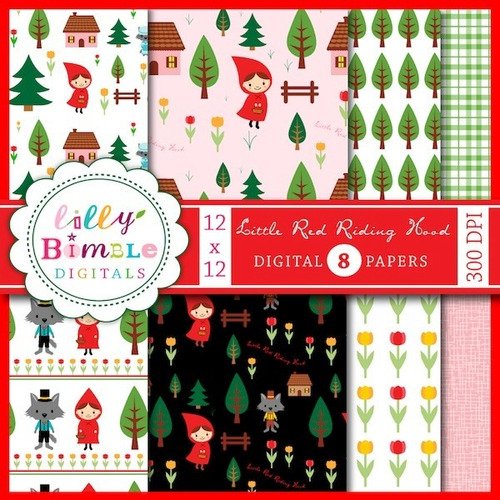 Kit Imprimible Pack Fondos Caperucita Roja Clipart Cod 2