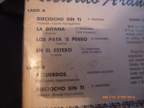 Vinilo Lp De Ricardo Arancibia -- 18 Sin Ti (u177
