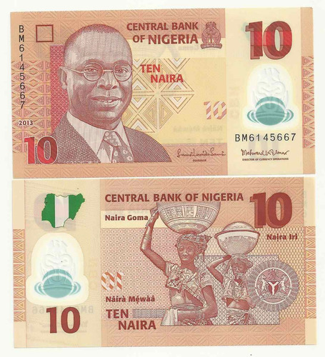 Billete Plastico Nigeria 10 Naira (2013)