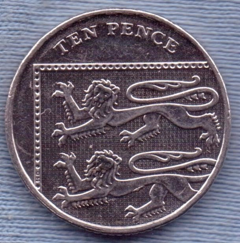 Inglaterra 10 Pence 2014 * Escudo De Armas Parcial * Leon *