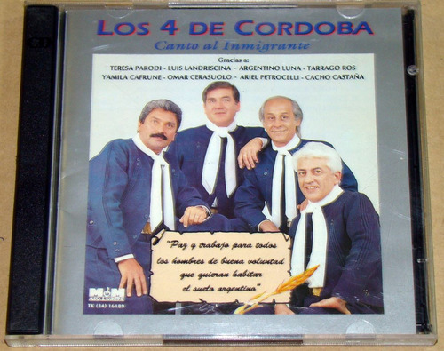 Los 4 De Cordoba Canto Al Inmigrante Cd Argent Promo Kktus