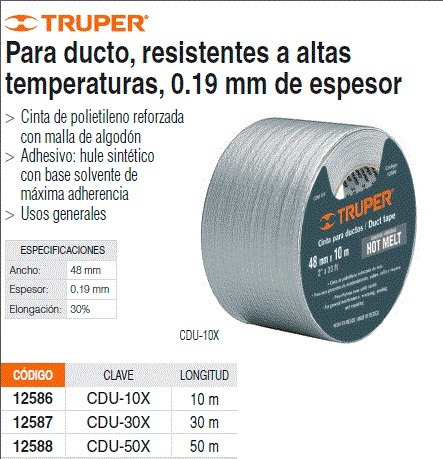 Cinta Ducto Alta Temp. Ideal A.acondicionado Truper 30m