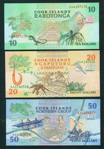 Islas Cook - Set De 3 Billetes Año 1992 - Sin Circular