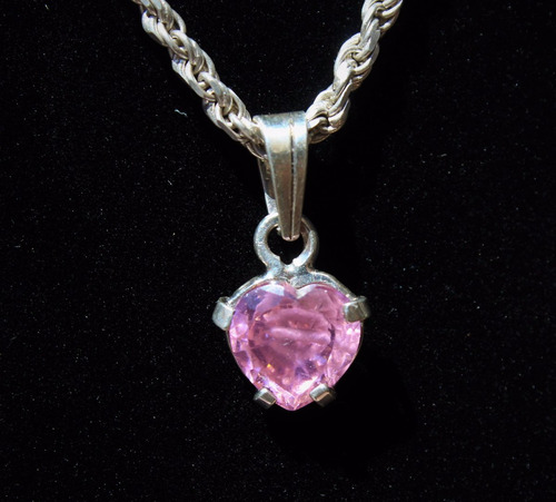 Dije Corazon Circonia Rosa En Plata  1577