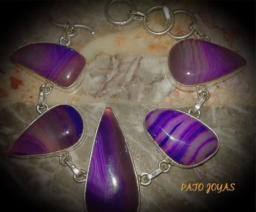 Pulsera De Plata Con Piedra Onix Violeta