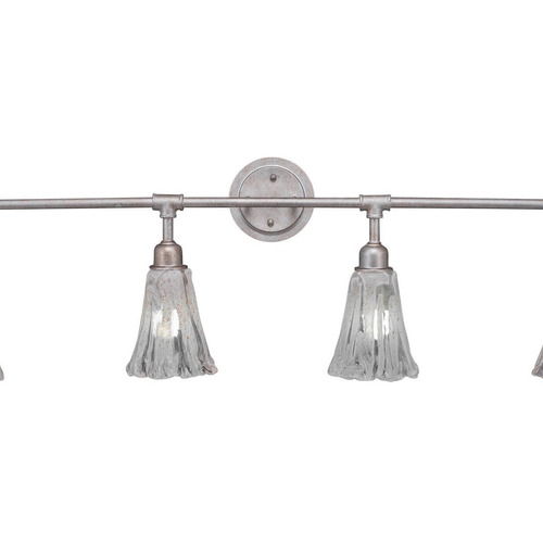 Lampara De Baño Vintage 4 Light Bath Bar In Aged Silver, 5.