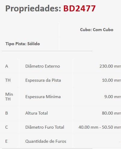 Disco Traseiro Fremax Ipanema Kadett Monza /98 Bd2477 (par)