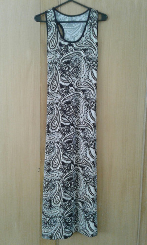 Vestido Largo Mujer Estampado S/m Poliéster Negro Beige Nuev