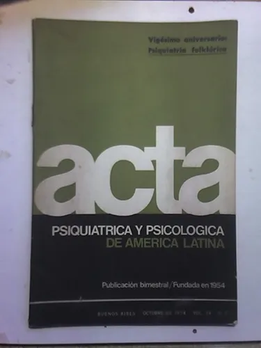 Acta - Psiquiatría Y Psicología De América Latina 5 (Usado)