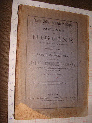 Libro Antiguo  1897, Nociones De Higiene Escuelas Oficiales