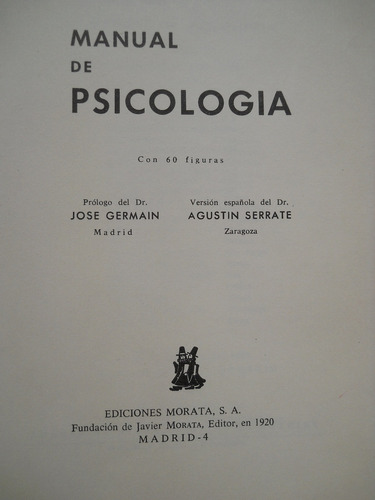 Manual De Psicologia. D. Katz. 5 Edicion. Editorial Morata.