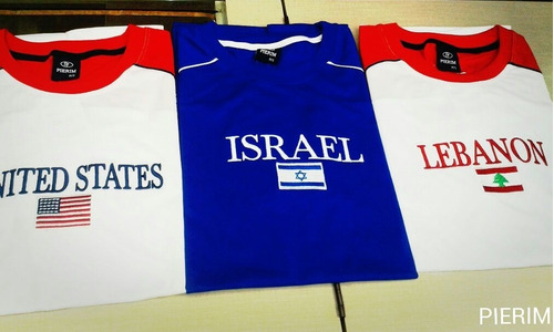 Camisetas Países Bordadas: Israel, Líbano, E.u.a
