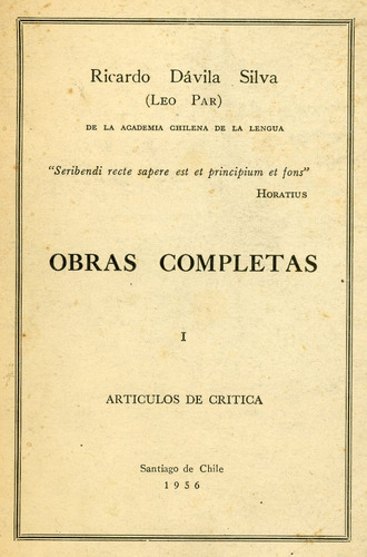 Obras Completas, Ricardo Dávila Silva (leo Par), 2 Tomos.