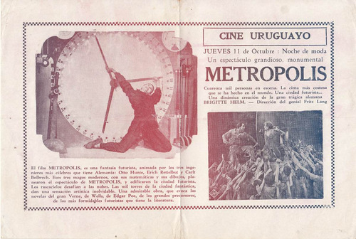 Expresionismo Cine Metropolis Fritz Lang Programa De Uruguay