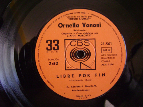 Ornella Vanoni-libre Por Fin-vinilo Simple-casi Nuevo