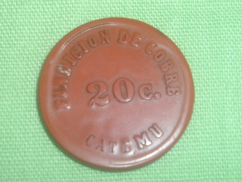 Ficha Fundicio Cobre Catemu De   20 Centavos