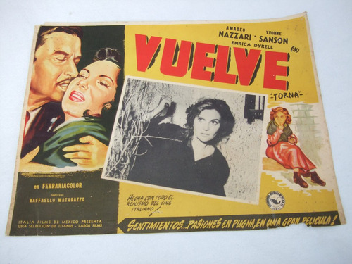 Cartel De Cine Pelicula Italiana Vuelve - Torna 1954