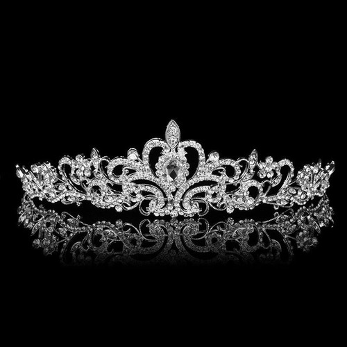 Coroa, Tiara, Noiva Princesa Prata Com Strass,vejam