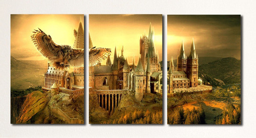 Cuadros - Triptico Hogwarts Día Harry Potter L (80x40 Cm)