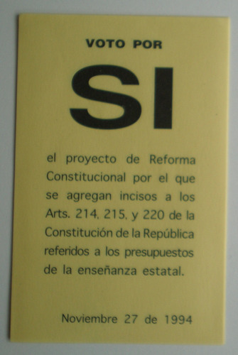 Eleccion 1994 Lista Boleta Plebiscito Presupuesto Educación