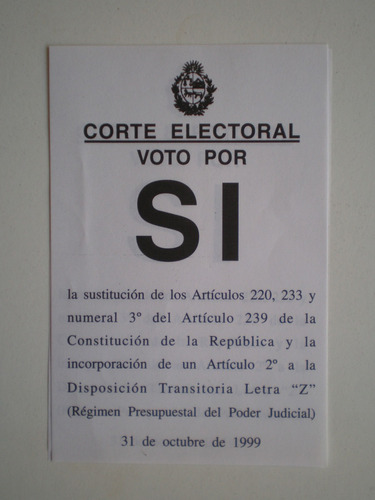 Elecciones 1999 Lista Boleta Plebiscito Poder Judicial Auton