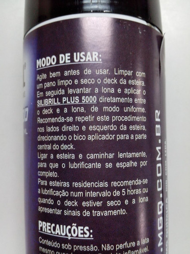 Imagem 6 de 6 de Silicone Silibrill Lubrificante Spray Para Esteira 480ml