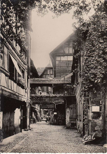 Antigua Foto Postal Del Hotel Du Corbeau Estrasburgo Francia