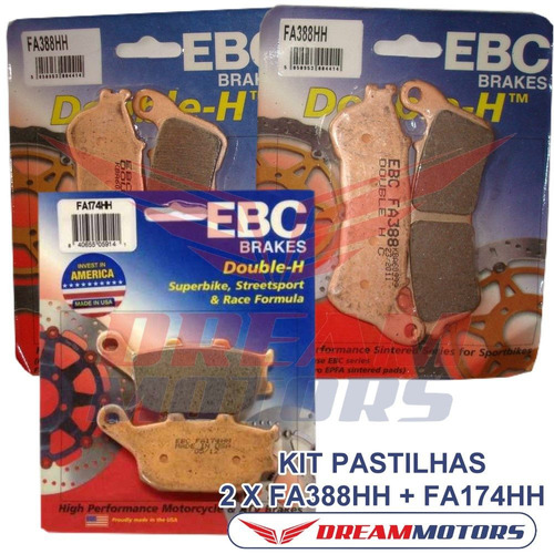 Kit Pastilhas Freio Ebc Fa388hh + Fa174hh Honda Cbr600f Abs