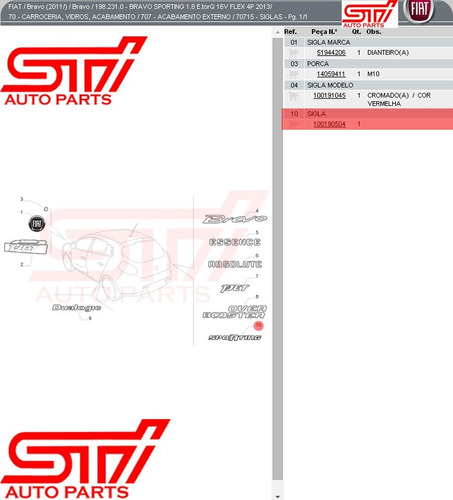 Sigla Emblema Sporting Fiat Bravo Punto Palio Idea Original