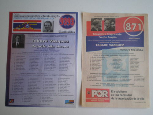 Elecciones 1999 Frente Amplio Listas 3040 9393 Tabare C/u