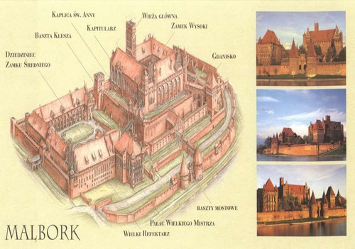 Castillo De Malbork Polonia - Ilustración - Lámina 45x30 Cm.