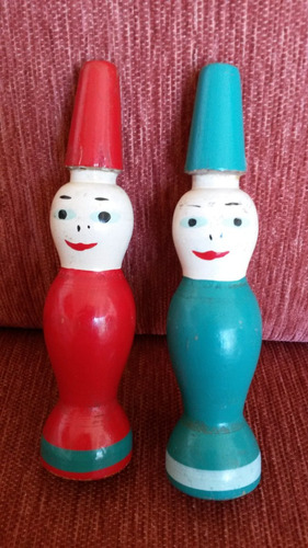 Juego De Bolos Antiguos De Madera