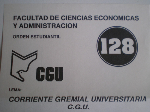 Lista Eleccion Universitaria Ccee 1991 1993 Cgu Ih Frezelmi