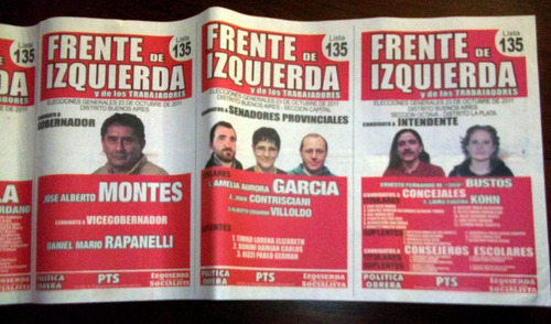 Boleta Elecciones 2011 Frente De Izquierda En La Plata