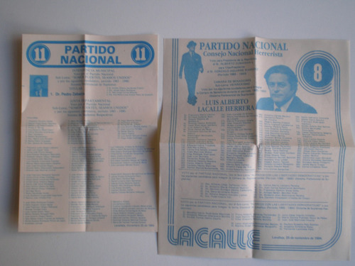 Eleccion 1984 Partido Nacional Lavalleja Zumarán Lista 8 11