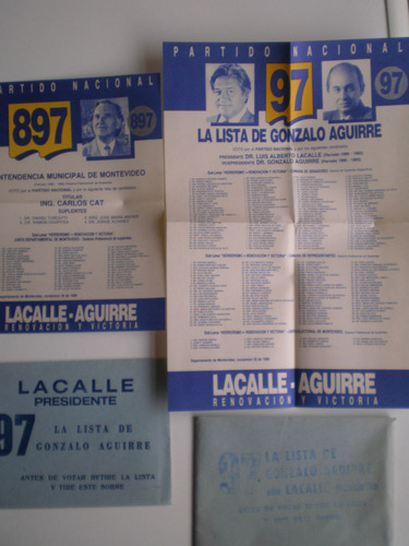 Eleccion 1989 Partido Nacional Lacalle Lista 31 - 97 Sturla