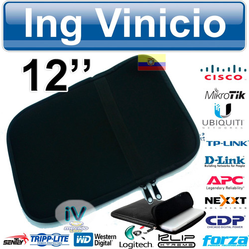 Imagen 3 de 4 de Estuche Bolso Funda De 12'' Neopreno Negro Para Mini Lapto