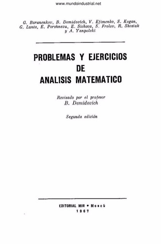 Problemas De Análisis Matemático Demidovich Pdf (2 Edicion)